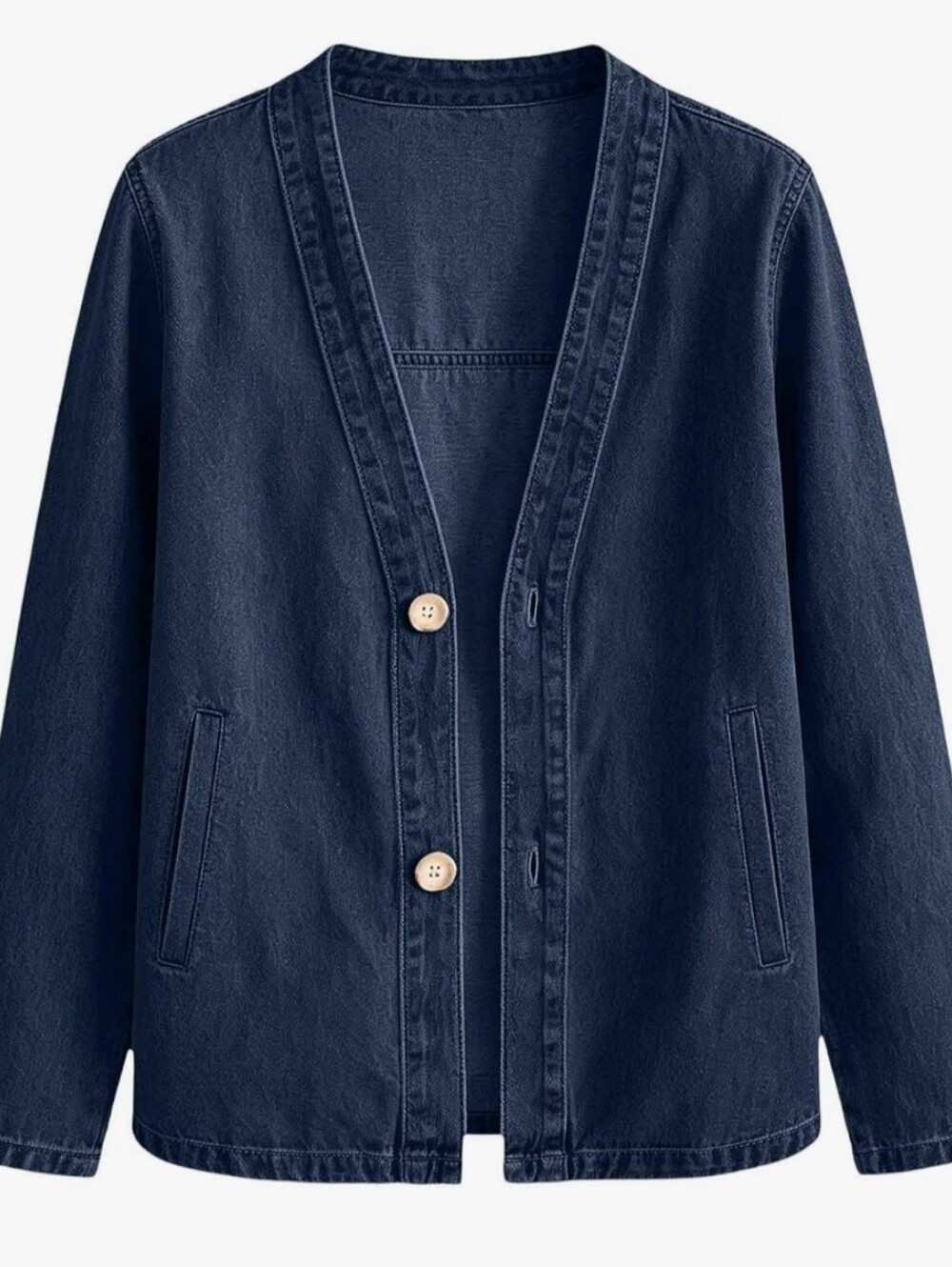 🔵 Women's Denim Jacket – Dark Blue (Almost Black) | Size 3X (Fits Like a 2X)